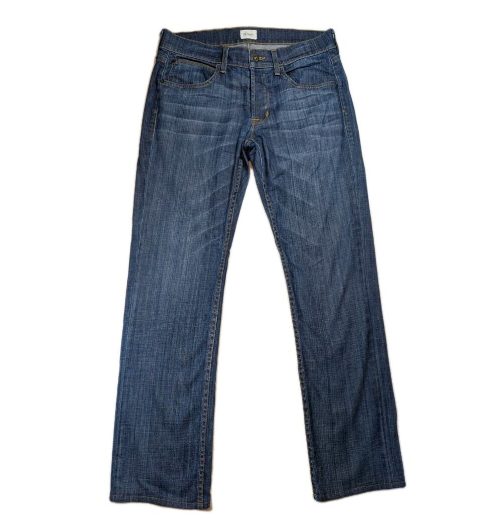 Hudson Straight Leg Jeans Button Fly Medium Wash Stretch Denim Classic W32